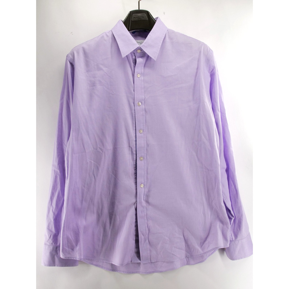Teddy Stratford Shirt Mens 5 XL Purple Cotton Blend Button Up Casual Zip Preppy